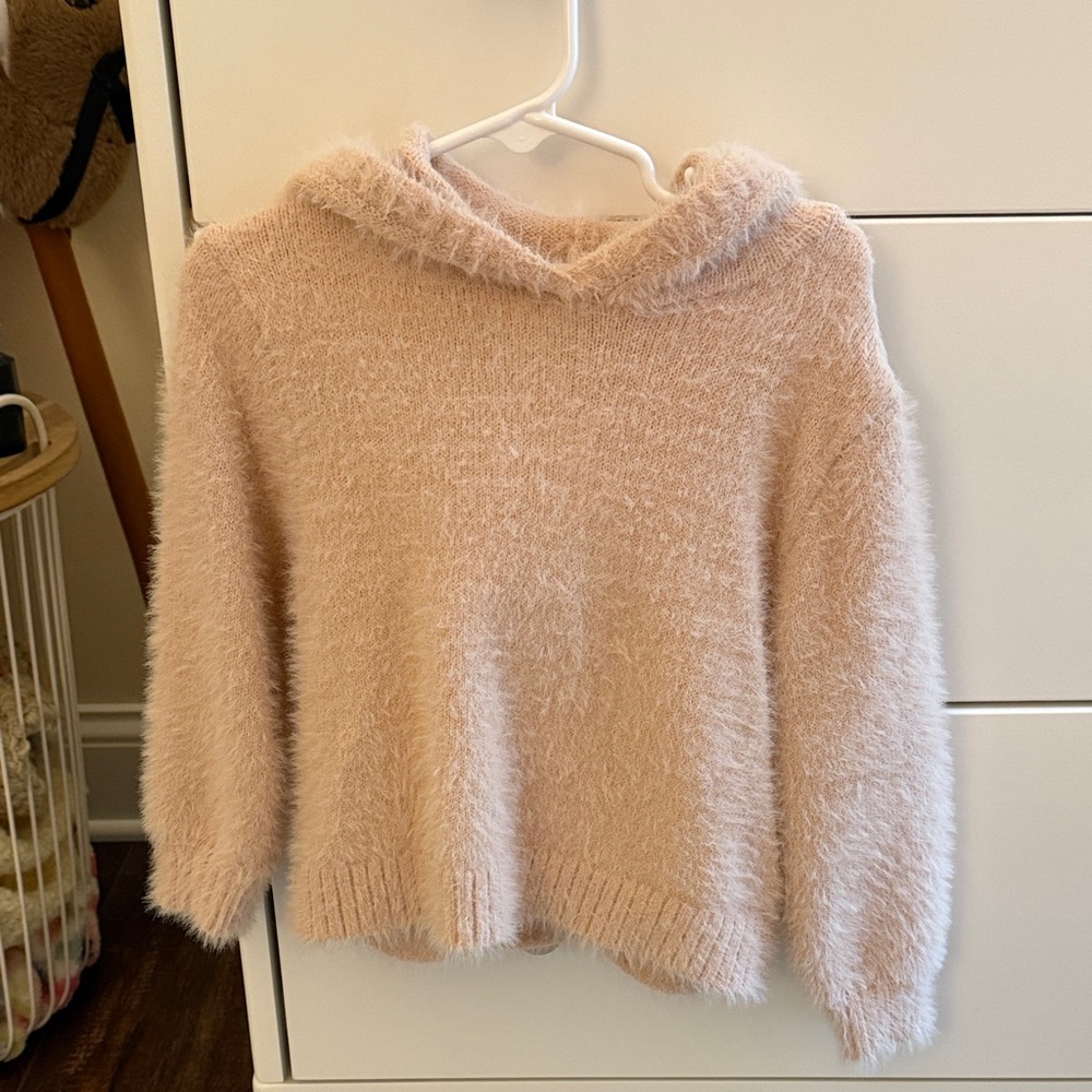 H&M Soft Blush Fuzzy Hooded Sweater